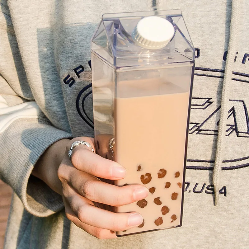 Leakproof Square Portable Plastic Juice Cup for Travel and Home Use