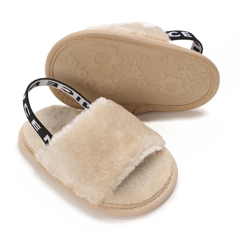 HAIZHIW NEW Winter Baby Slippers Fluffy Baby Boy Girl Sandals Cute Plush Soft Non-slip Sole Toddler First Toddler Shoes casual shoes