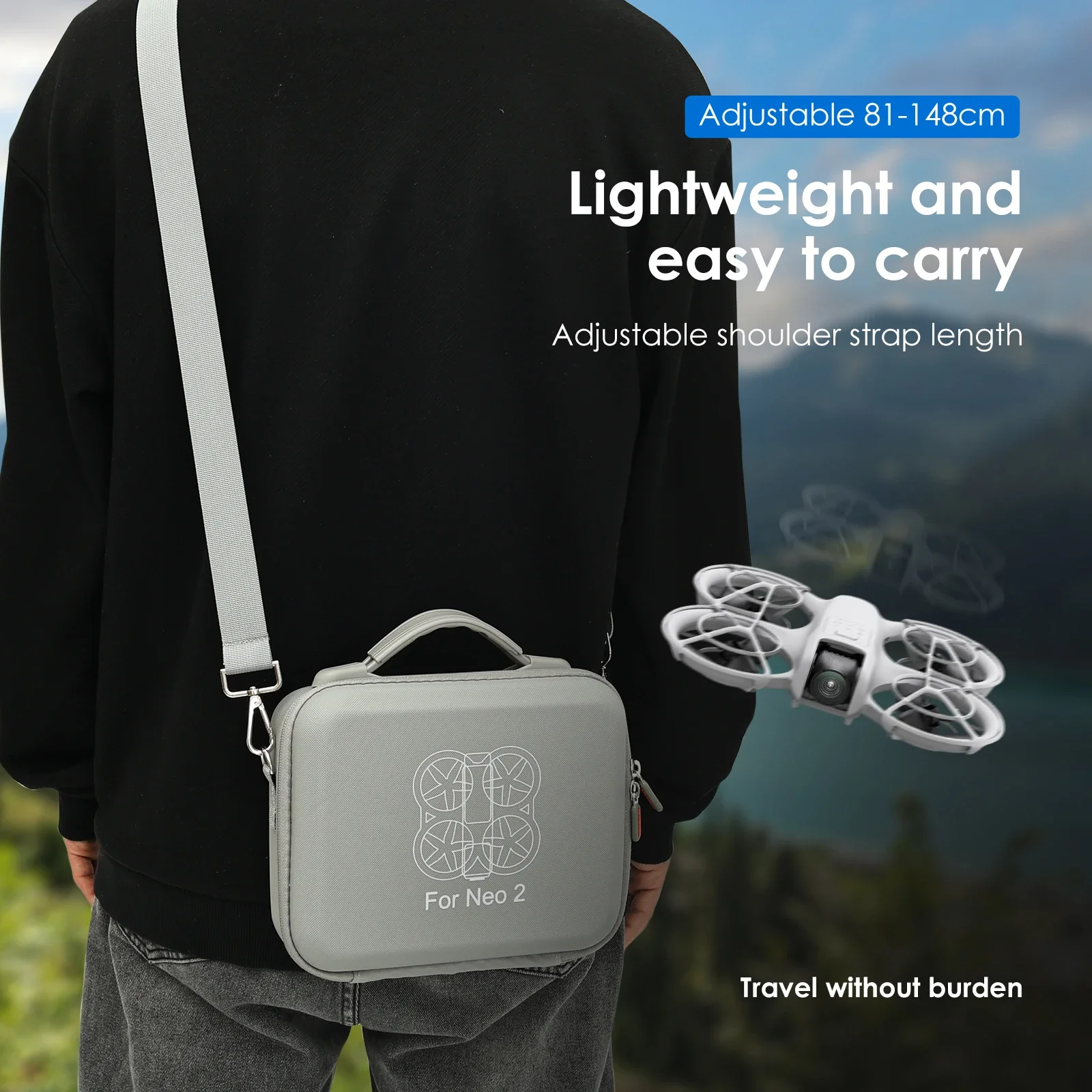 DJI NEO 2 휴대용 PU 숄더 핸드백, 네오 2 드론 및 스마트 플라이트 배터리 액세서리용 충격 방지 케이스