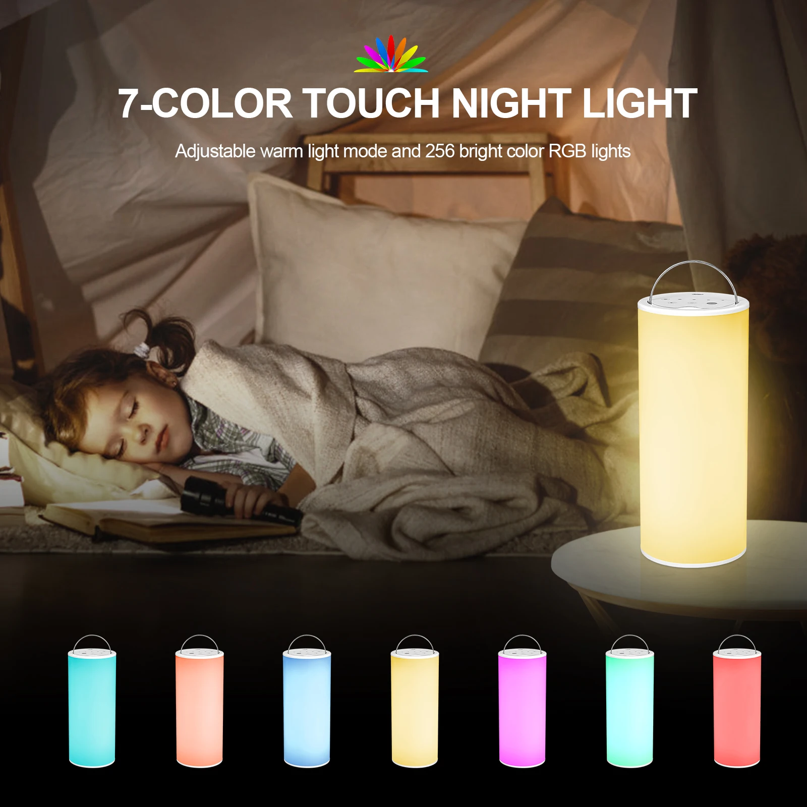 

Портативная перезаряжаемая лампа для прикроватного столика с RGB-режимом