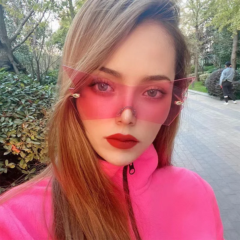 

New Frameless Integrated Sunglasses Women Halloween Ball Funny Glasses Fashion Men UV400 Brand Designer Personalized INS Party
