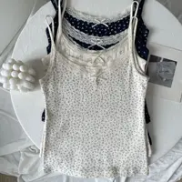 Floral Print Lace Trim Camis Women Summer New Bow Slim Sleeveless Crop Tops Vest Sweet Cute Sexy Preppy Style Tank Top Y2k Chic - Image 6