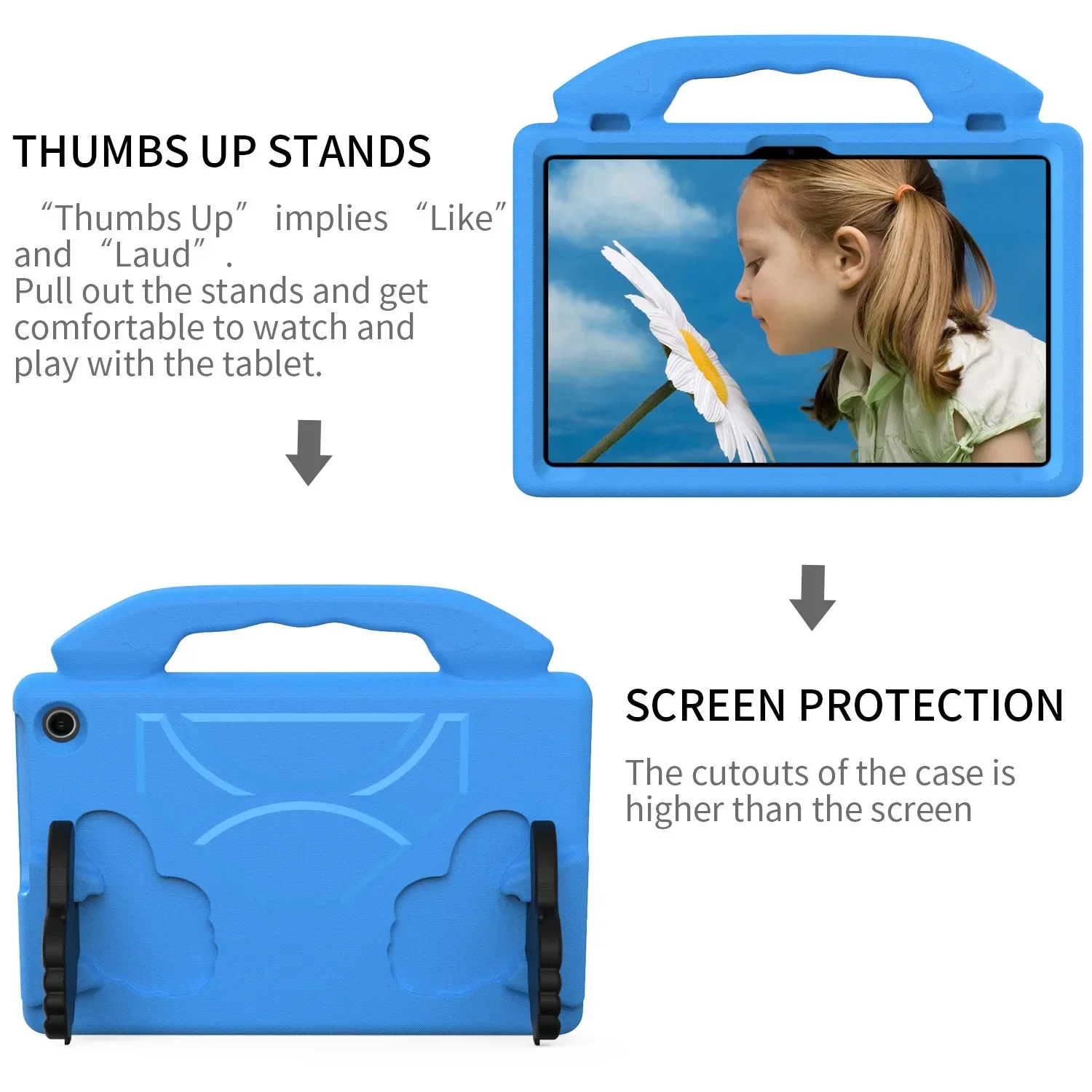 Durable Kids Tablet Case with EVA Hand Holder and Stand