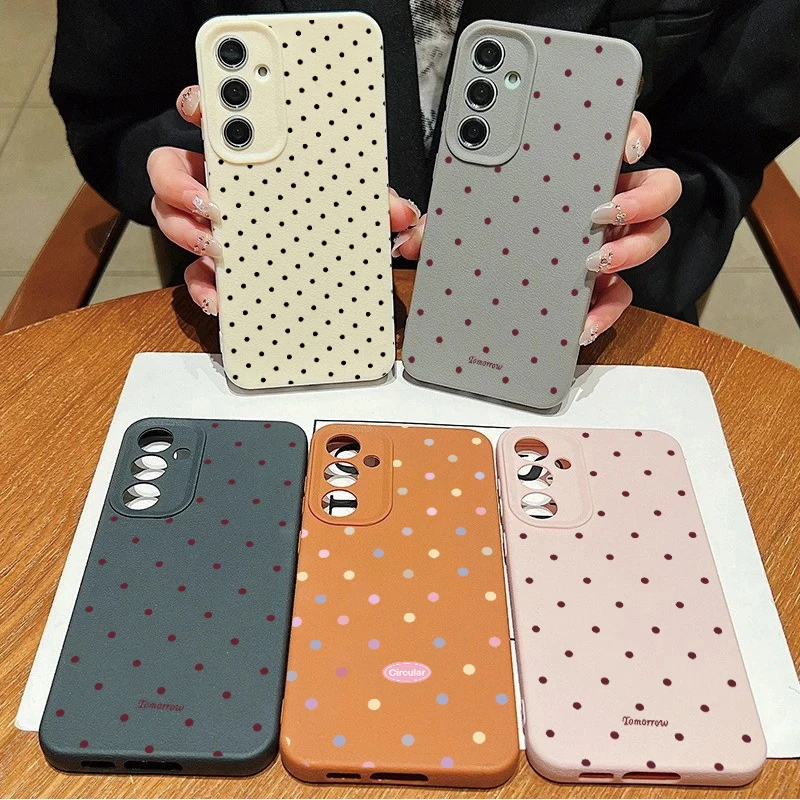 Stylish Polka Dots PU Leather Silicone Phone Case Cover