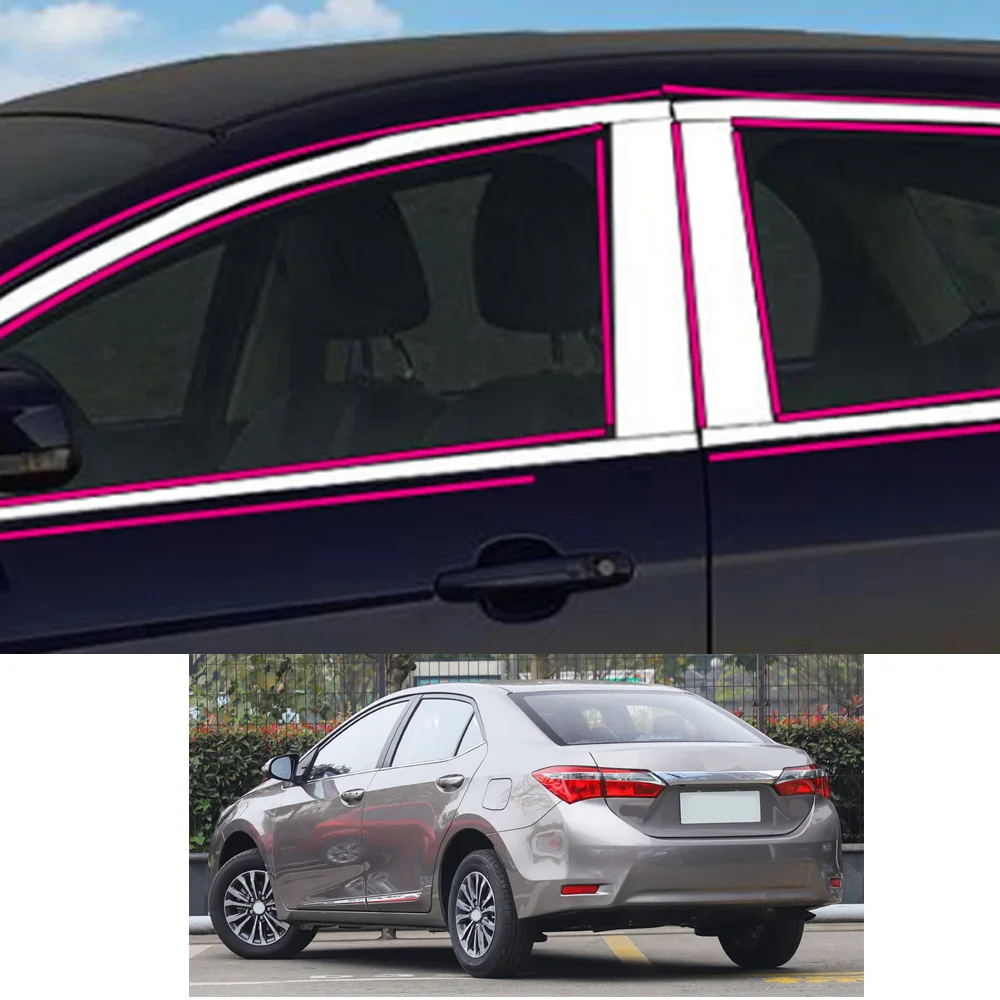 

For Toyota Corolla Altis 2014 2015 2016 2017 2018 2019 Car Sticker Garnish Pillar Window Middle Strip Trim Frame Hoods Parts