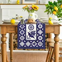 Talavera Floral Bird Mexican Linen Table Runners Mexican Dia De Los Muertos Fiesta Decor Dresser Scarf Party Dining Table Decor 2