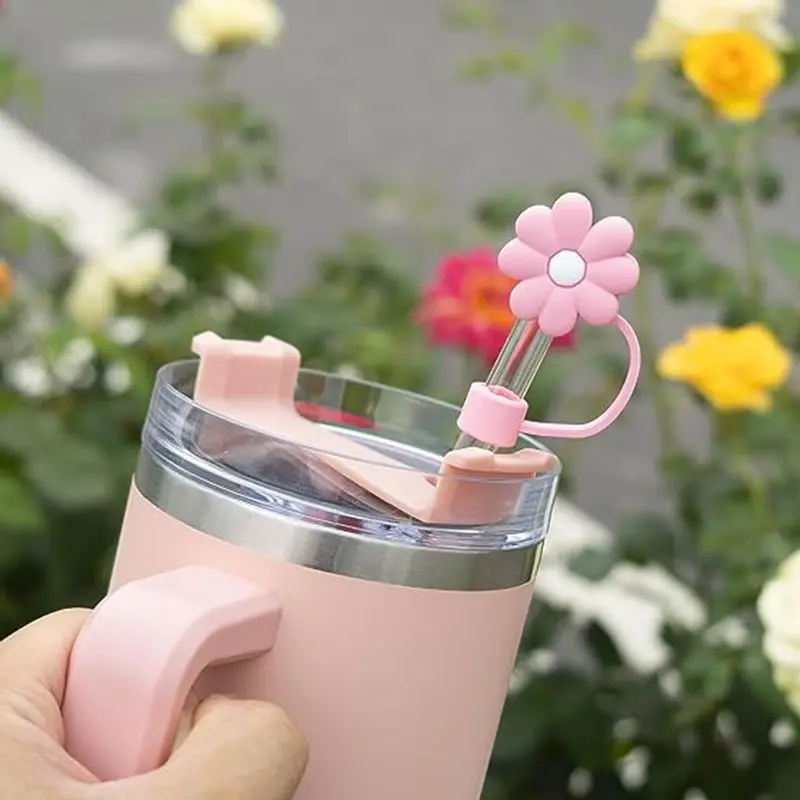 Silicone Straws Covers Cap Flower Dust Proof Drinking Straws Cap Plugs  Reusable Straw Tip Lids for Tumblers Cup Accessories - AliExpress