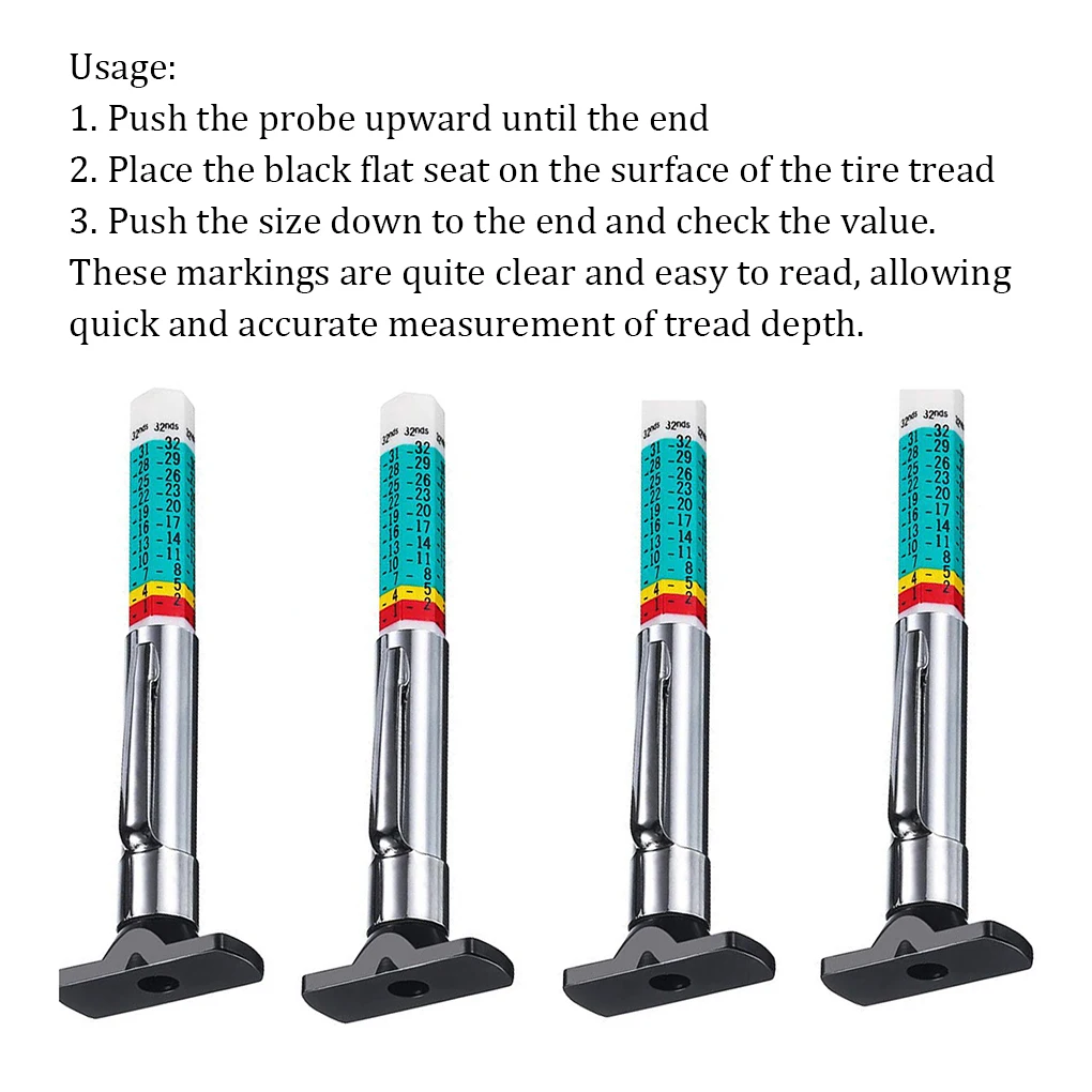 

2 Pieces Car Tire Depth Gauge Tires Tester Measure Tool Professional