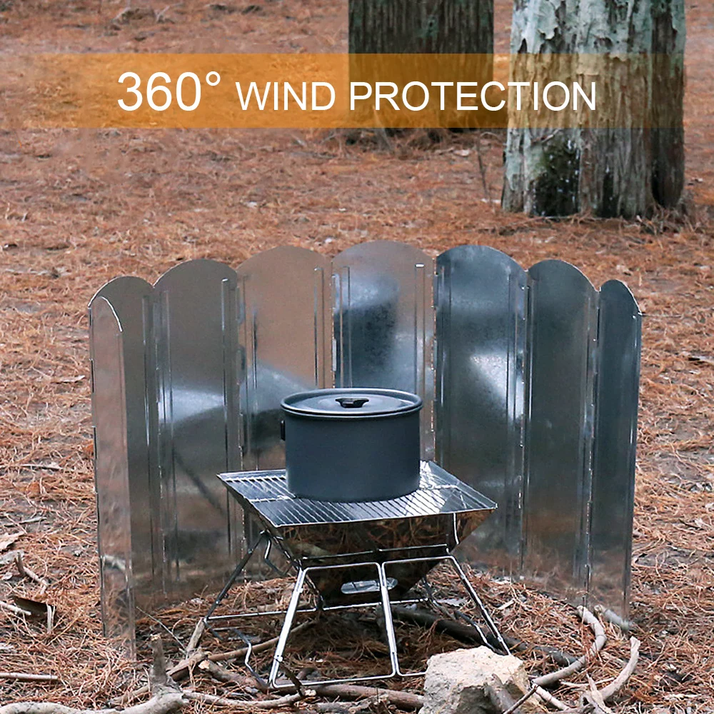 

Folding Outdoor Stove Windscreen Camping Stove Wind Screen 8 Plates Stove Windshield w/Carrying Bag for Camping Picnic Cooking