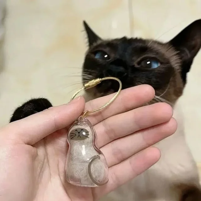 Cat Hair Keepsake Keychain Pendant Pet Fur Storage Ornament for Backpack Bag Hanging Souvenir Gift for Cat Lovers Memorial Use 5