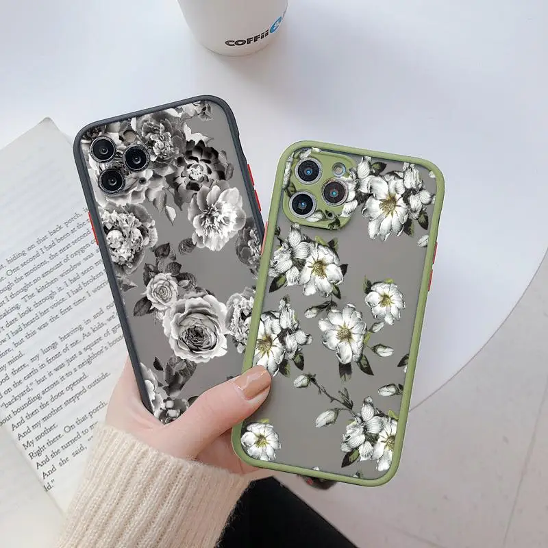Painted Floral Shockproof Phone Case with Flower Design
