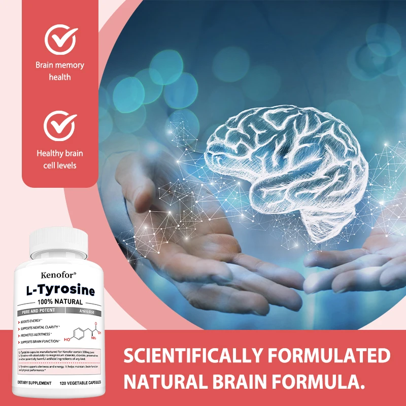 L-Tyrosine Supplement-Support Memory, Mental Clarty, Alertness, Brain Function, Boosts Energy, Immunity-Vegetarian Capsules