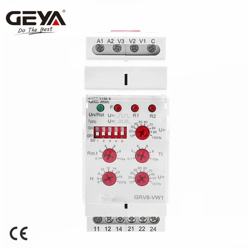 Relé de Tensão Monofásico Geya Monitoramento de Carga Fraca Função de Isolamento Grv8-vw 5a 2spdt ac Dc1v 100v 15v 600v