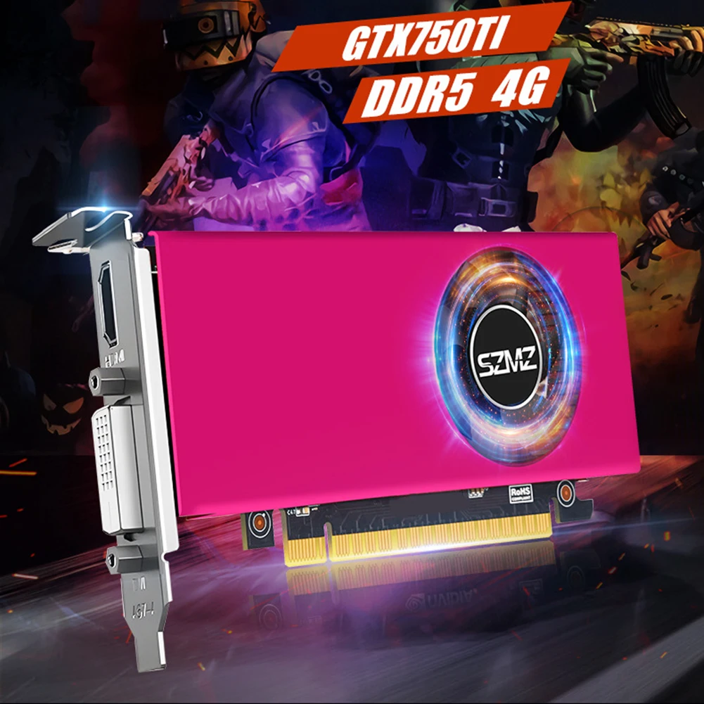GTX 750TI 4GB Computer Graphics Card DDR5 Low Profile Video Card PCI-E 2.0 16X Desktop Graphics Card HDMI-Compatible Interface 1