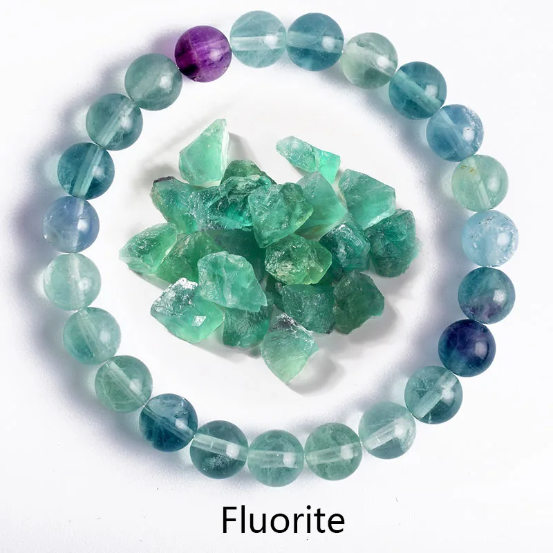 Bracelet Perles Fluorite Naturelle 6mm - Couleur Violet, Coulissant - Homme/Femme