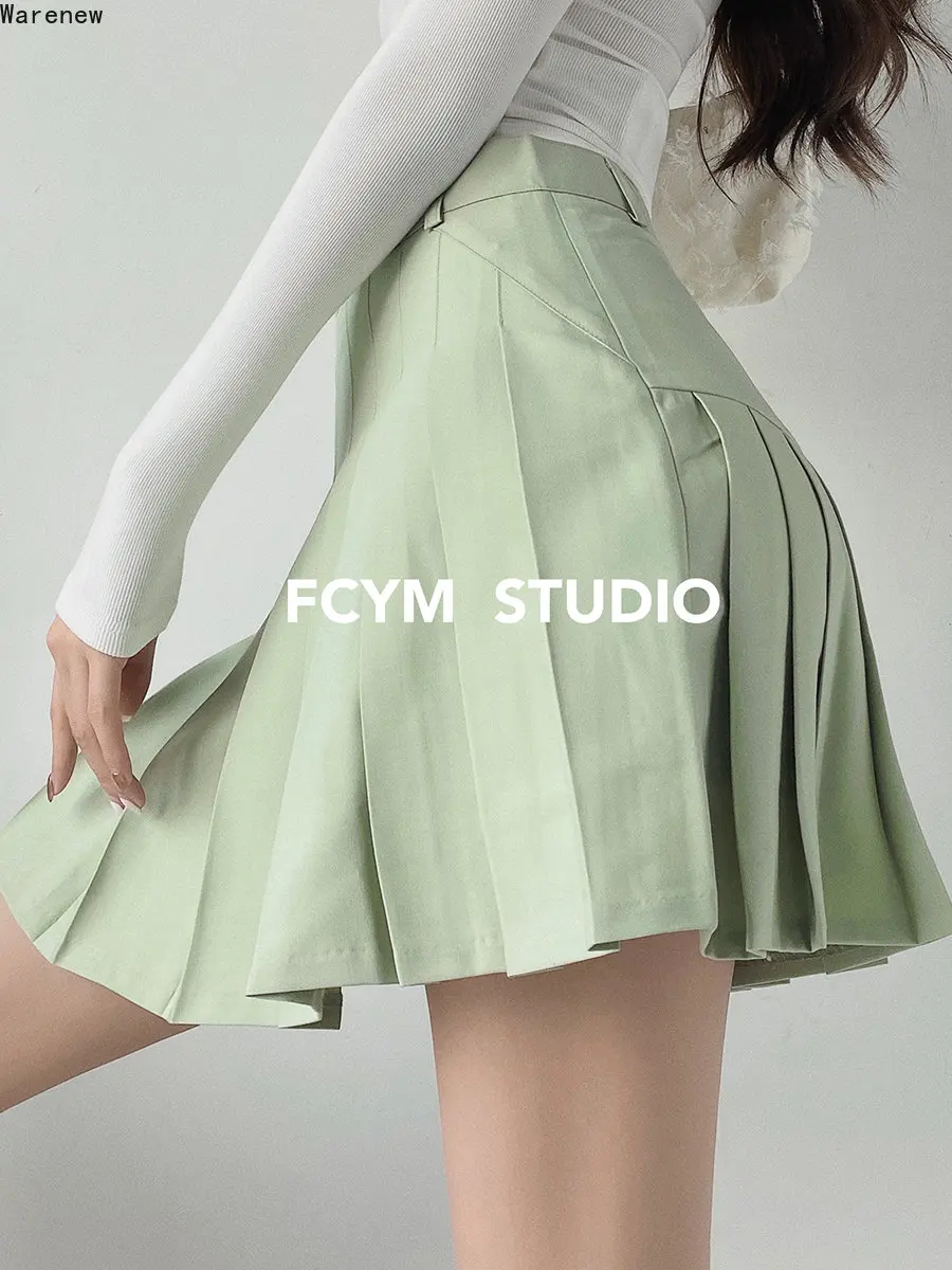 

Preppy Style All-match Hotsweet Solid Color Pleated Mini Skirts 2023 Summer Women's Streetwear Y2K Harajuku Ulzzang A-Line Skirt