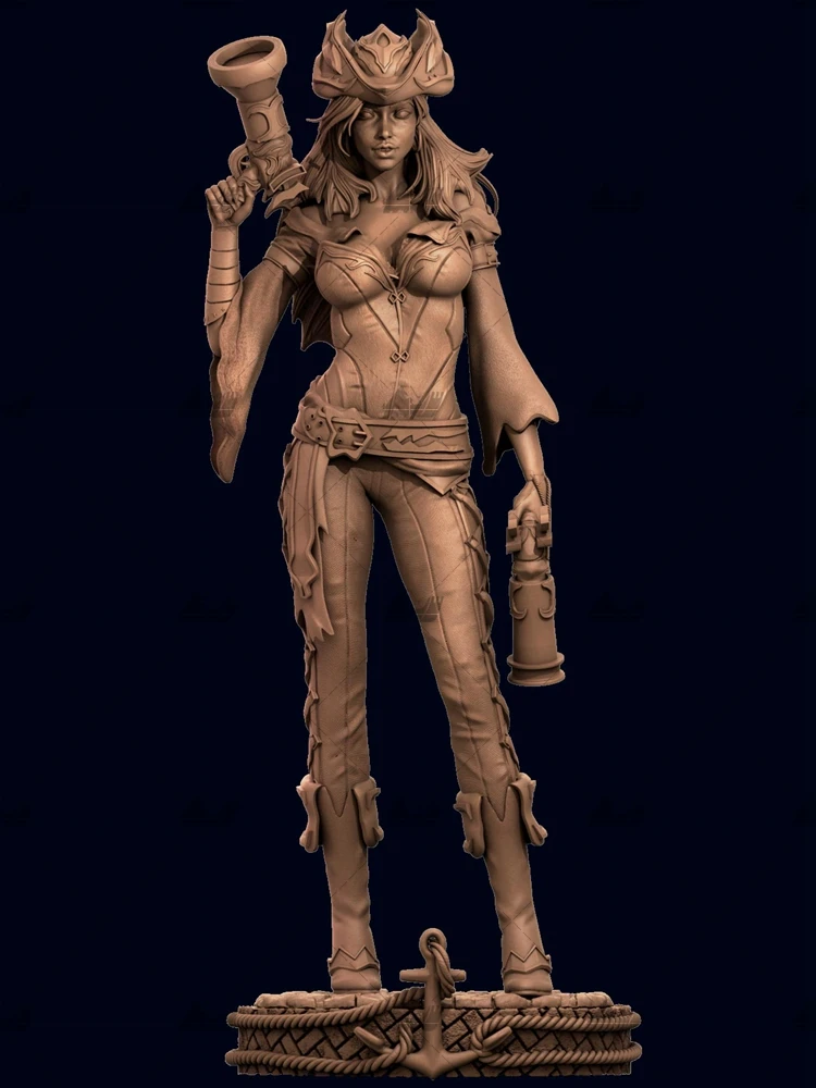 

1/24 75mm 1/18 100mm Resin Model Kits Female Pirate Figure Sculpture Unpainted No Color RW-830