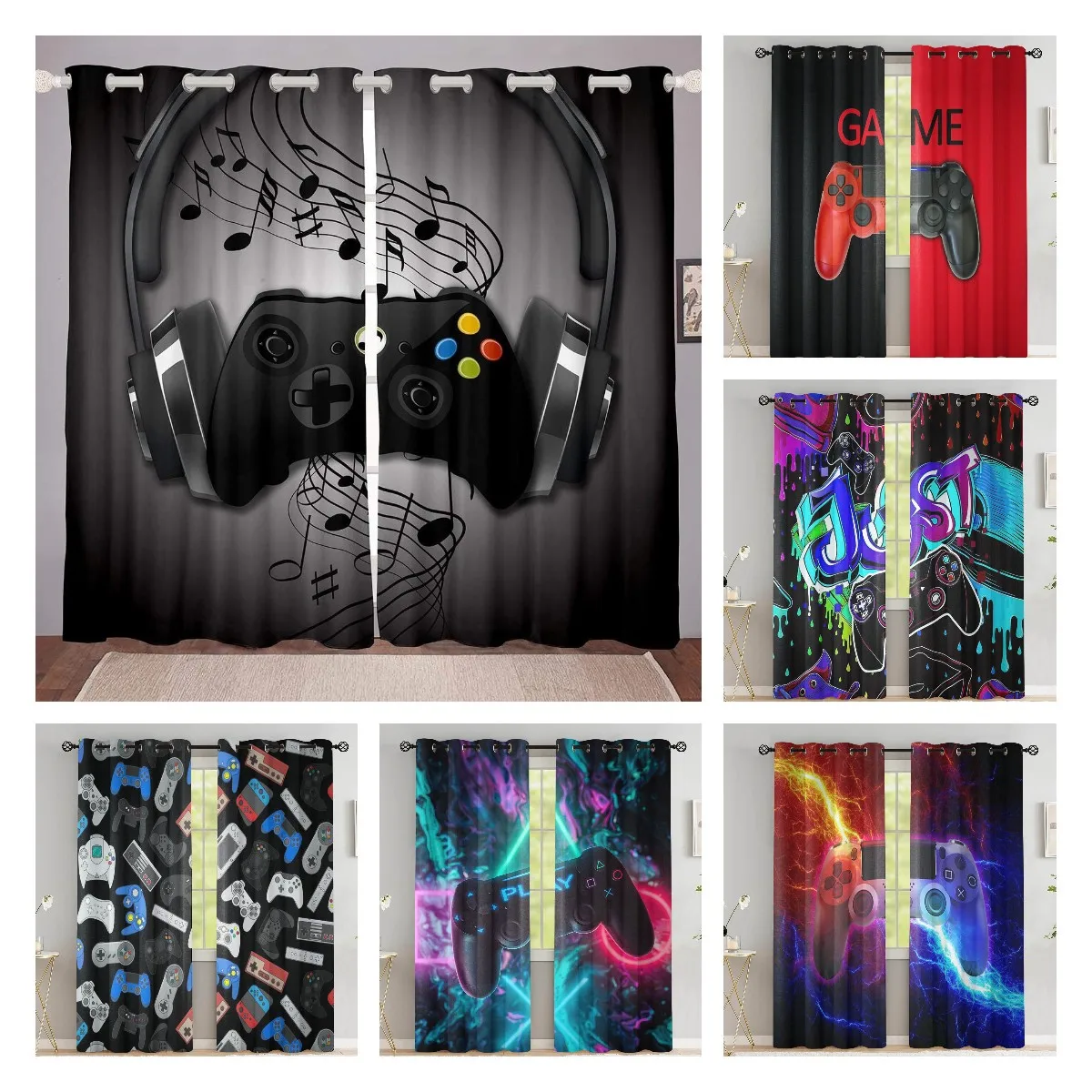Boys Bedroom Curtains Decor Curtain Game Room Curtains Gamer