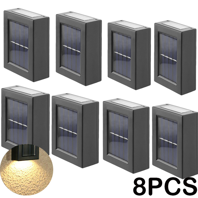 Solar 8 LED Outdoor Light Waterproof Garden Decor Lamps for Balcony Courtyard Street Wall Light Garden Outdoor Solar Lamp