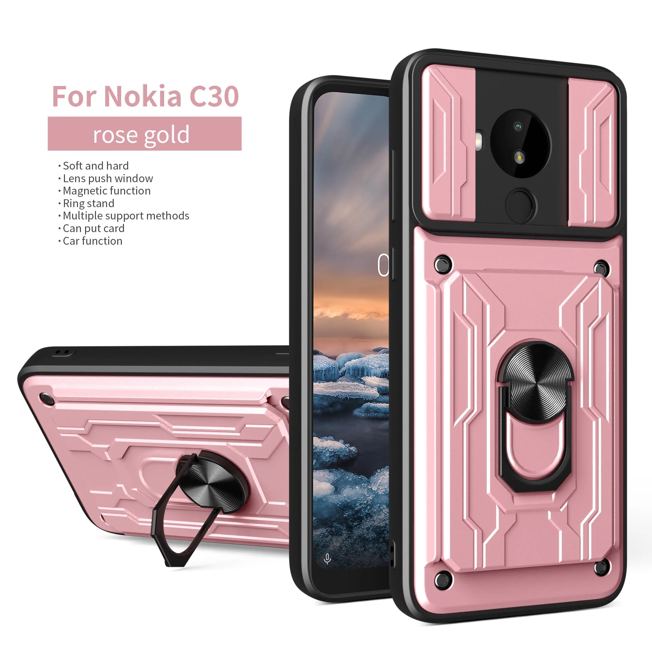 Per Nokia C30 Custodia Magnetica Armor Hybrid Rotating Holder Cover Nokia C10 C20 Fundas De Telefone Per Nokia G20/Nokia G20