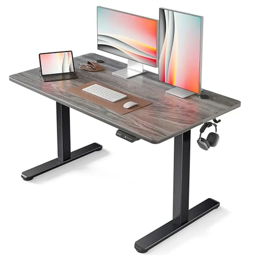 

Height Adjustable Electric Standing Desk 48x24 Inches Sit Stand Desk Home Office Computer Desk Gray Solid Alloy Steel Frame