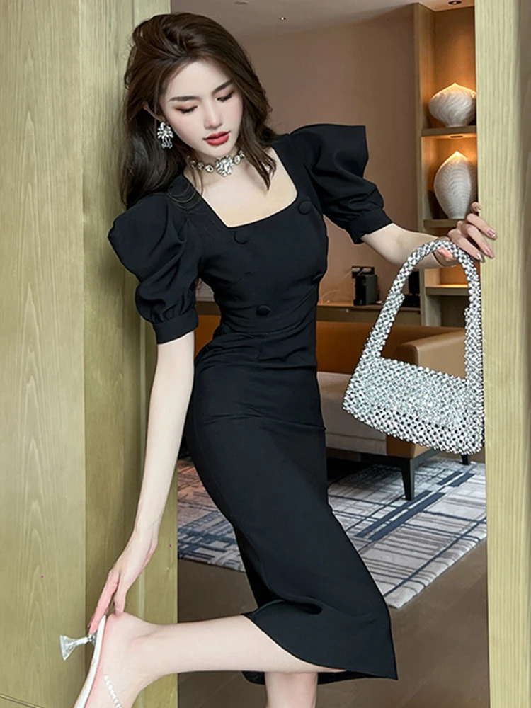 その他トップス Summer Women Evening Dress Formal Vintage Chic Square Collar Slim Midi Dresses Party Birthday Robe Femme Mujer Vestidos Fiesta Se46f8f705df0409285069743ec87f