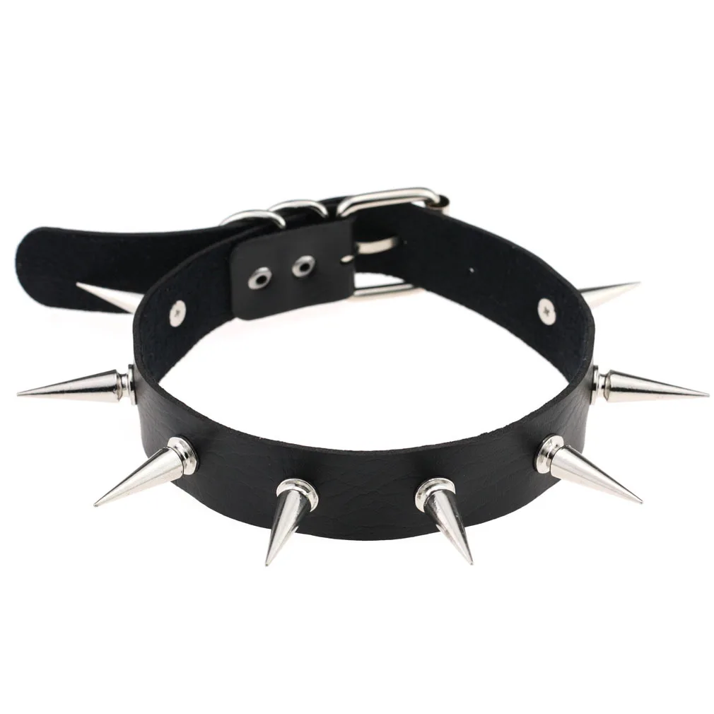 Vintage Rivet Spikes Choker Necklace Neo-Gothic Pu Leather Collar For Women Rock Clavicle Chain Party Jewelry