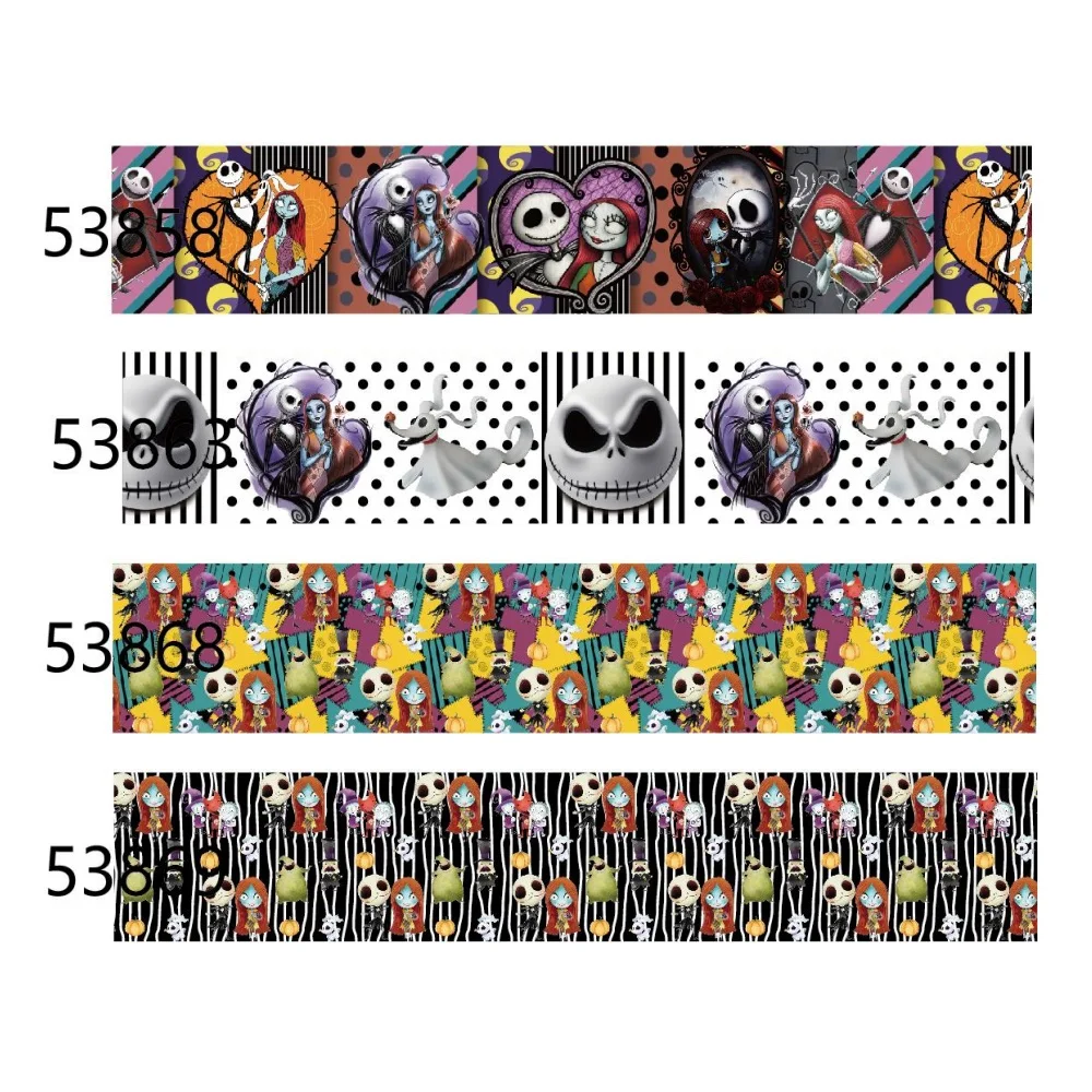 

Printed Disney Nightmare Before Christmas 22mm Halloween ribbon Grosgrain for DIY10yards Bows Craft Supplies Decoration Material