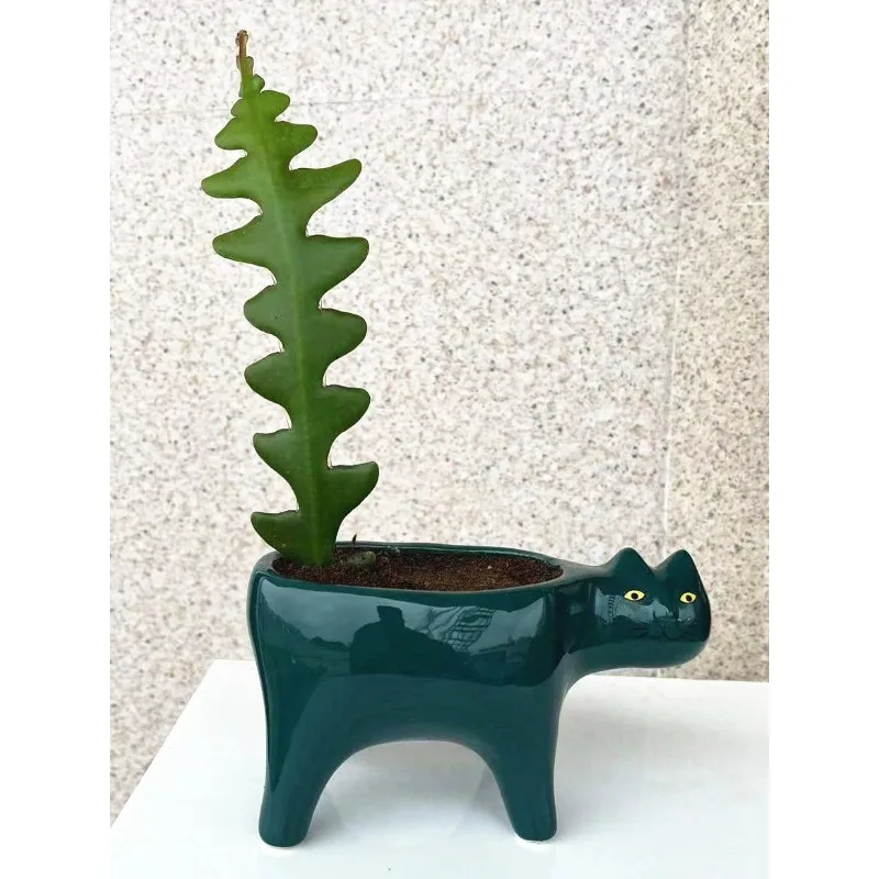 

Monkey tail pillar fairy pillar monkey tail nine-tailed fox potted cat flower pot indoor desktop green plant cartoon cat plant