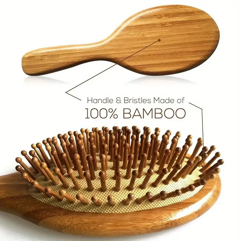 Bamboo Wooden Hair Brush Massage Comb Scalp Massager for Hair Growth Anti-static Straightening Brush Soft Beard Baby Beech Brush