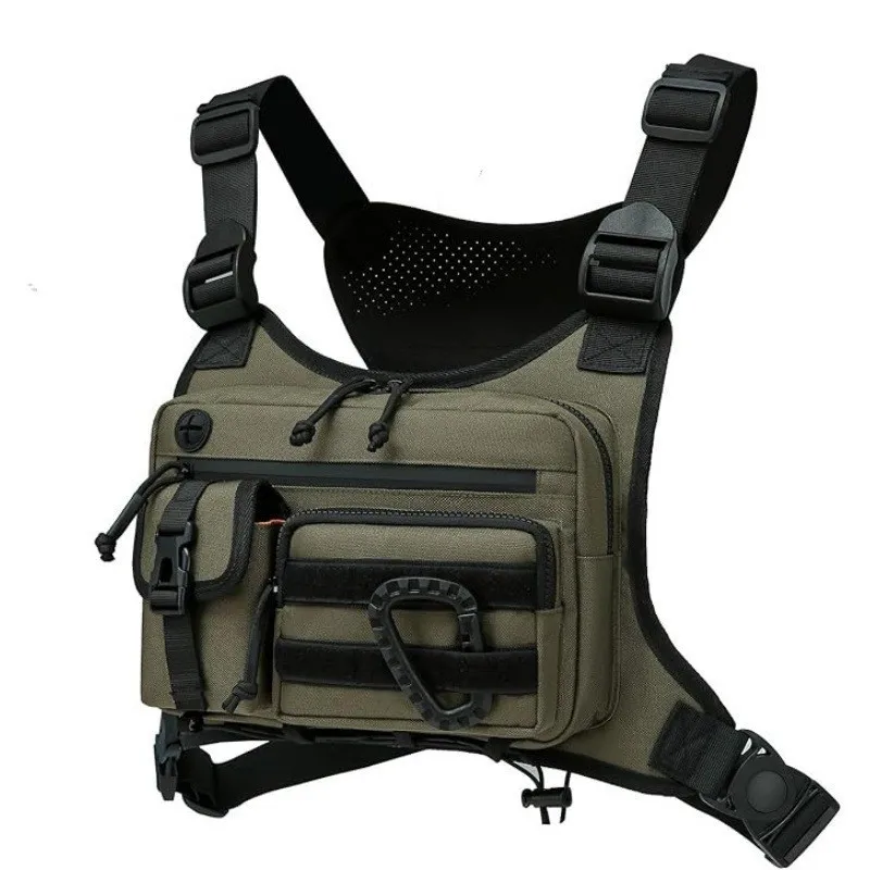 Men And Women With Outdoor Chest Bags Running With Tactical Vests Cycling And Sports And Training With EDC Chest Equipment