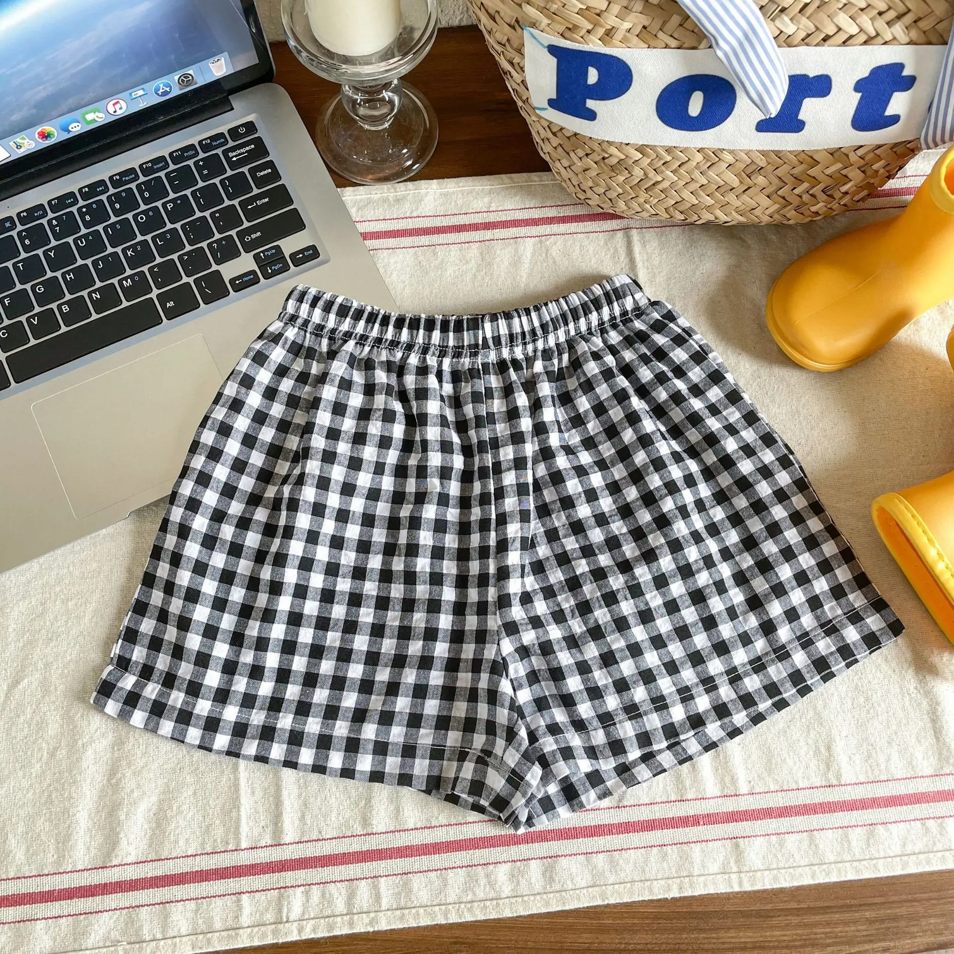 Summer New Kids Girls Plaid Shorts Candy Color Children Loose Casual Shorts Baby Boys Cotton Mosquito Resistant Pants