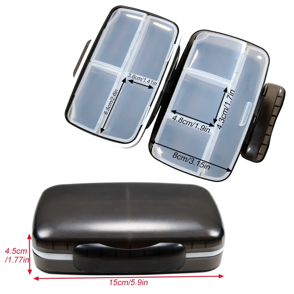 Travel Pill Organizer with 8 Spacious Compartments - Portable Medicine Storage Box