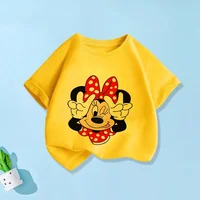 T Shirt Cartoon Disney Baby Kids Boys Girls Children Mickey Mouse Short Sleeve Summer Clothing Kawaii Minnie Print Tee Toddler 3