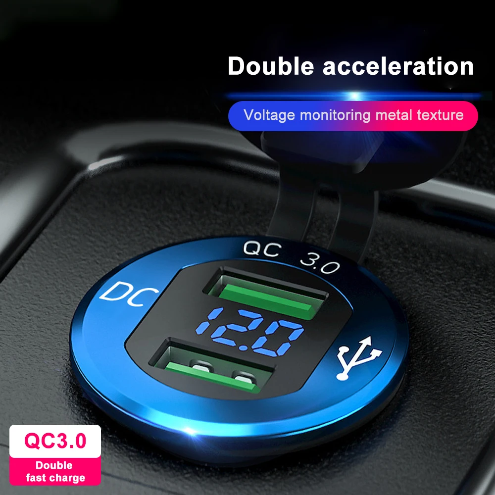 12V 24V Auto Quick Charge 3,0 Dual USB Ladegerät Wasserdichte Steckdose  Aluminium Metall 36W Power Outlet Schnelle ladung mit LED Voltmeter -  AliExpress