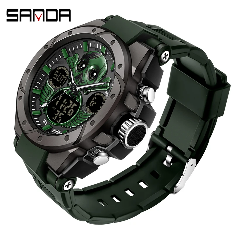SANDA New Brand G style automatic date waterproof sports quartz watch men's alarm clock luminous watch Orologio da uomo 