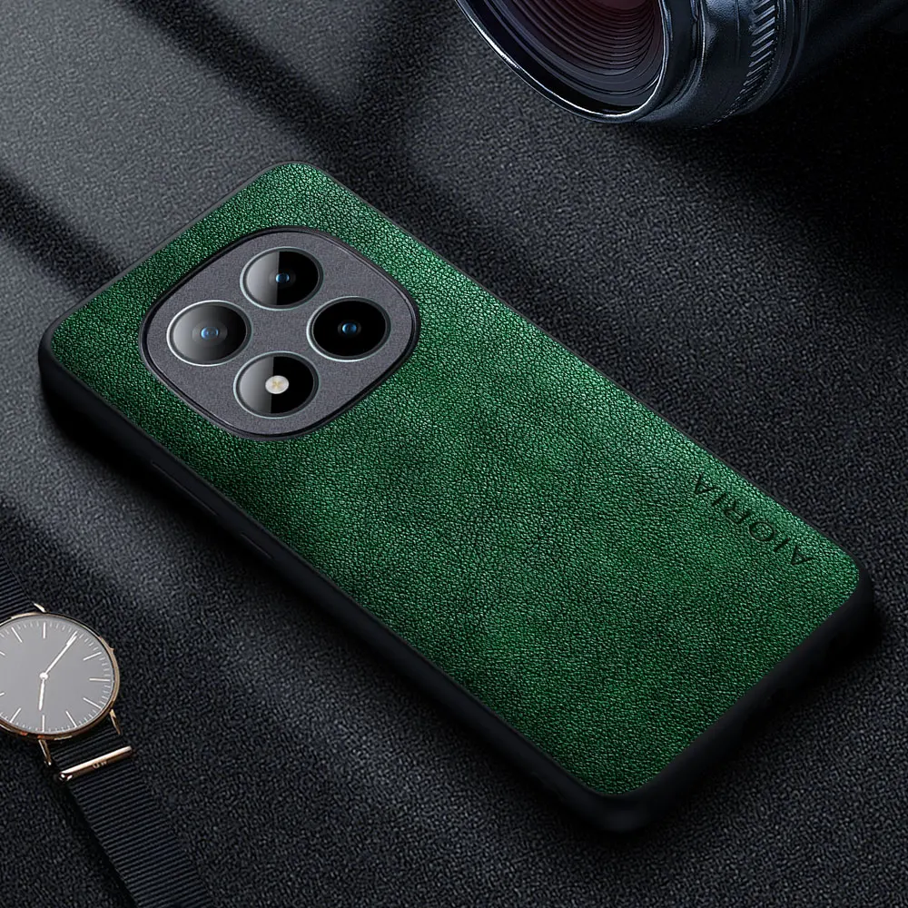 Premium Luxury Leather Phone Case - Retro Business Style Solid Color Cover