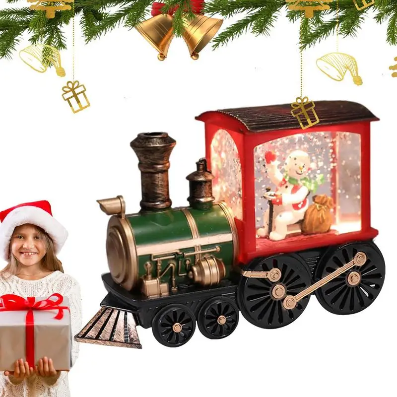 Snow Globe Train Exquisite Snowman Snow Globe Santa Train Figurine Decorazioni Per Interni Ed Esterni Per Soggiorno Studio Room Garden