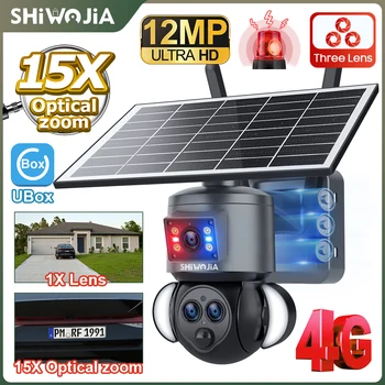 SHIWOJIA 4K 8MP Solar Camera 4G SIM/WIFI Security Outdoor Dual Lens Recording Humanoid Tracking Color Night Vision PTZ Cam 1