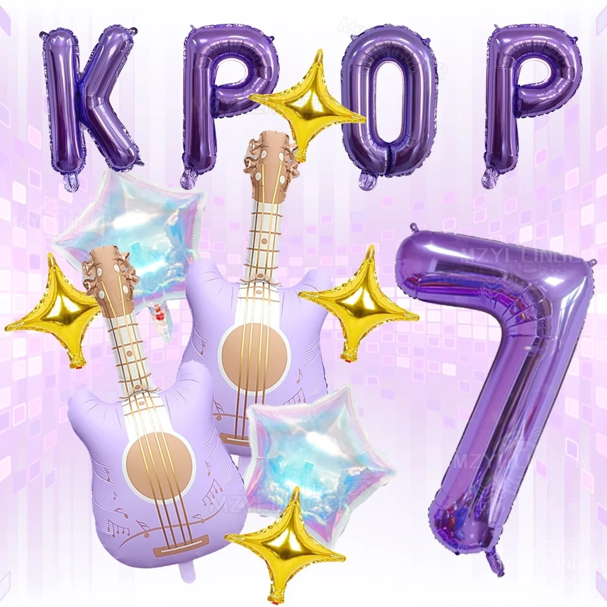 Vibrant Purple Music-Themed Party Decorations Set