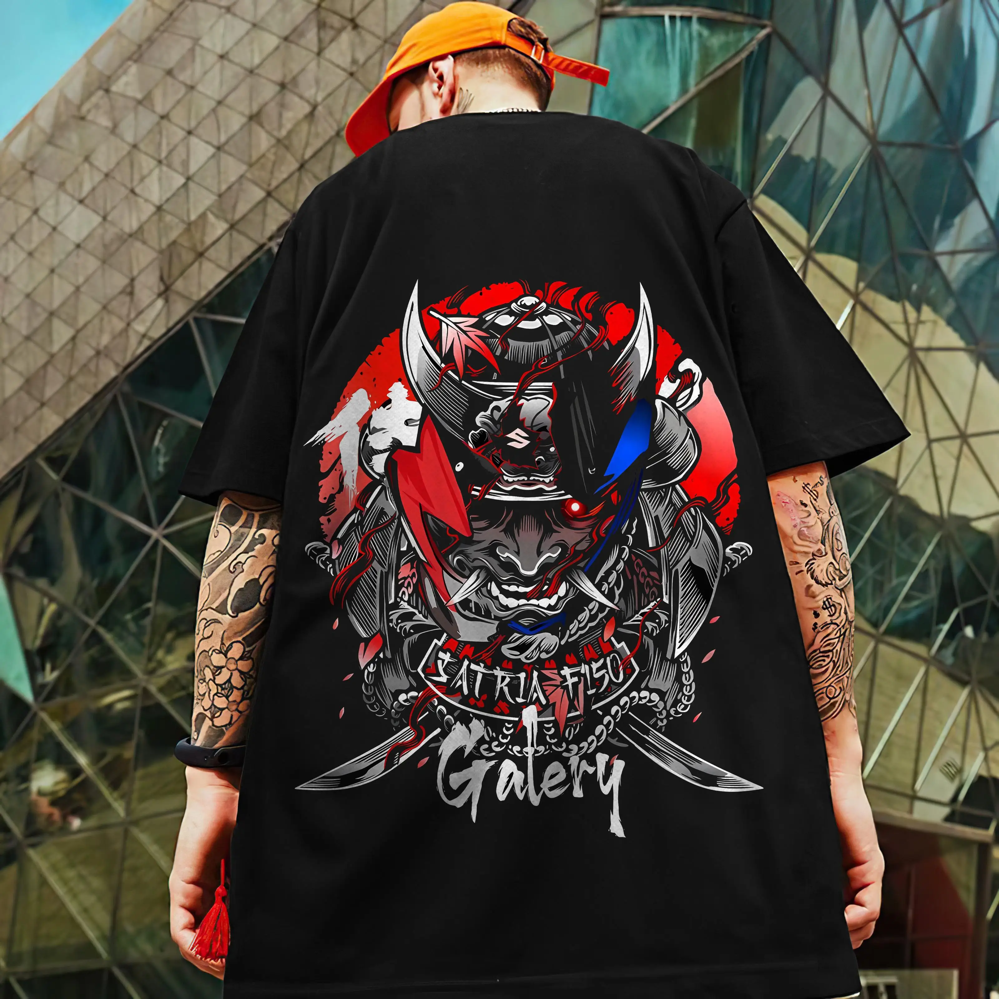 Oversize T-Shirt For Man Japanese Samurai Style Tee Shirt Men's