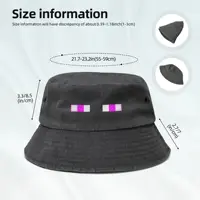Unisex Distressed Denim Washed Bucket Hats Creepers Enderman Eyes Game Vacation Fishing Fisherman Hats Cartoon Bob Gifts Idea 4
