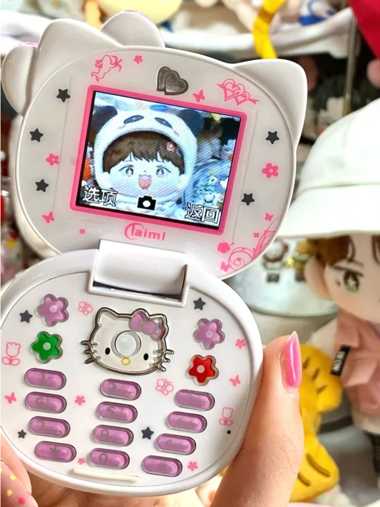 

2023 Sanrioed Hello Kitty K688 Kawaii Flip Phone Cartoon Cute Taiml Mini Phone Children Gifts For Kids Toys Girls Christmas Gift