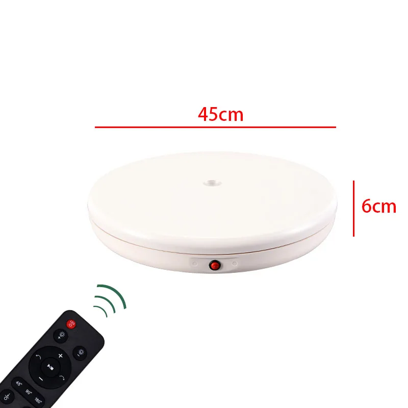 45cm Remote Control Turntable LED Light Electric Rotary Disc 100KG Load Live Broadcast Photography Exhibition Table 360° Mute