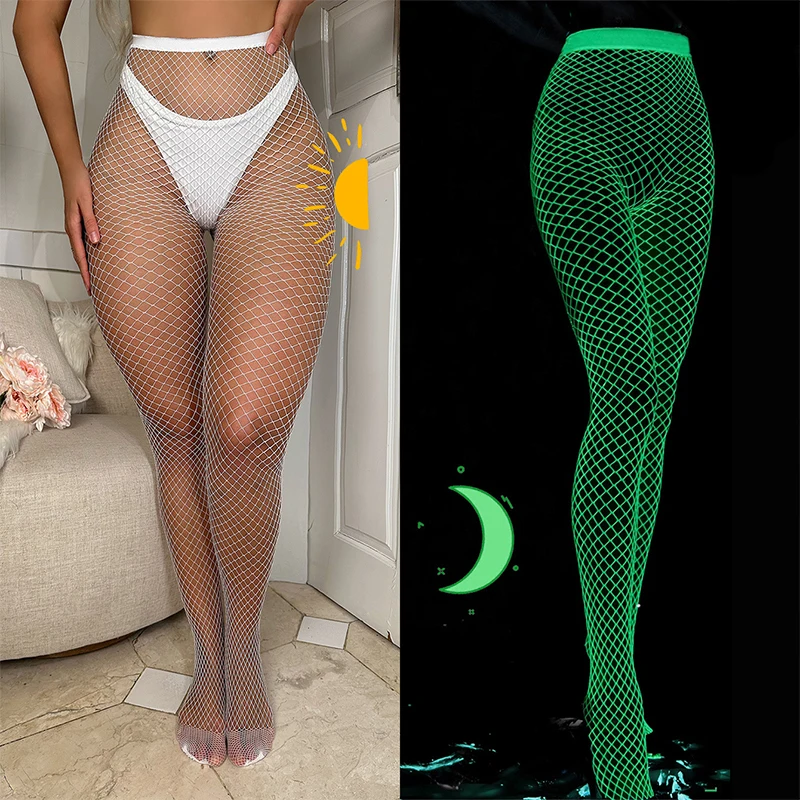 Description Picture 3 of itemParty Sexy Glowing Stockings Women's Body Long Stockings Night Glow Tights Erotic Clothing Lace Lingerie Women Socks Pantyhose