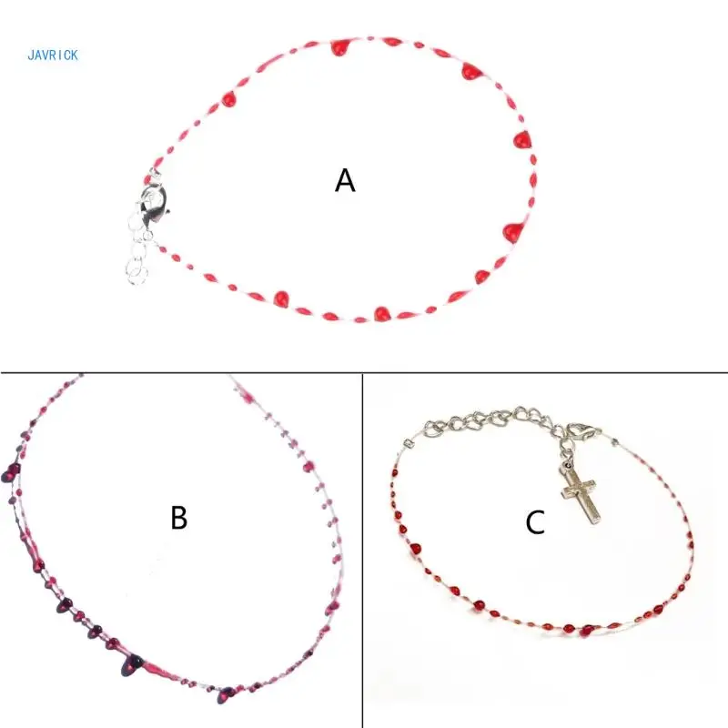 

Gothic Thin Blood Drop Necklace/Bracelet Pendant Necklace Chain Bracelets