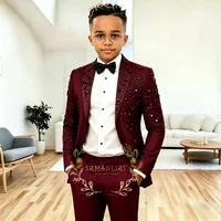 Costume Royal Bleu pour Garçons – Smoking de Soirée, Mariage, Cérémonie – Crystals, Revers Cranté – Ensemble 2 Pièces (Veste et Pantalon) – Tenue Formelle pour Bal de Promo 4