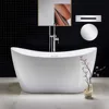 59" Acrylic Contemporary Soaking Tub with Chrome Overflow and Drain，Acrylic and Reinforced with Fiberglass，Freestanding Bathtub 1