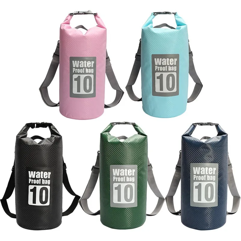 Carbon Fiber Waterproof Swimming Bag Backpack Dry Sack 5/10/15/20/30L Floating Dry Gear Bag Boating Fishing Rafting Swimming
