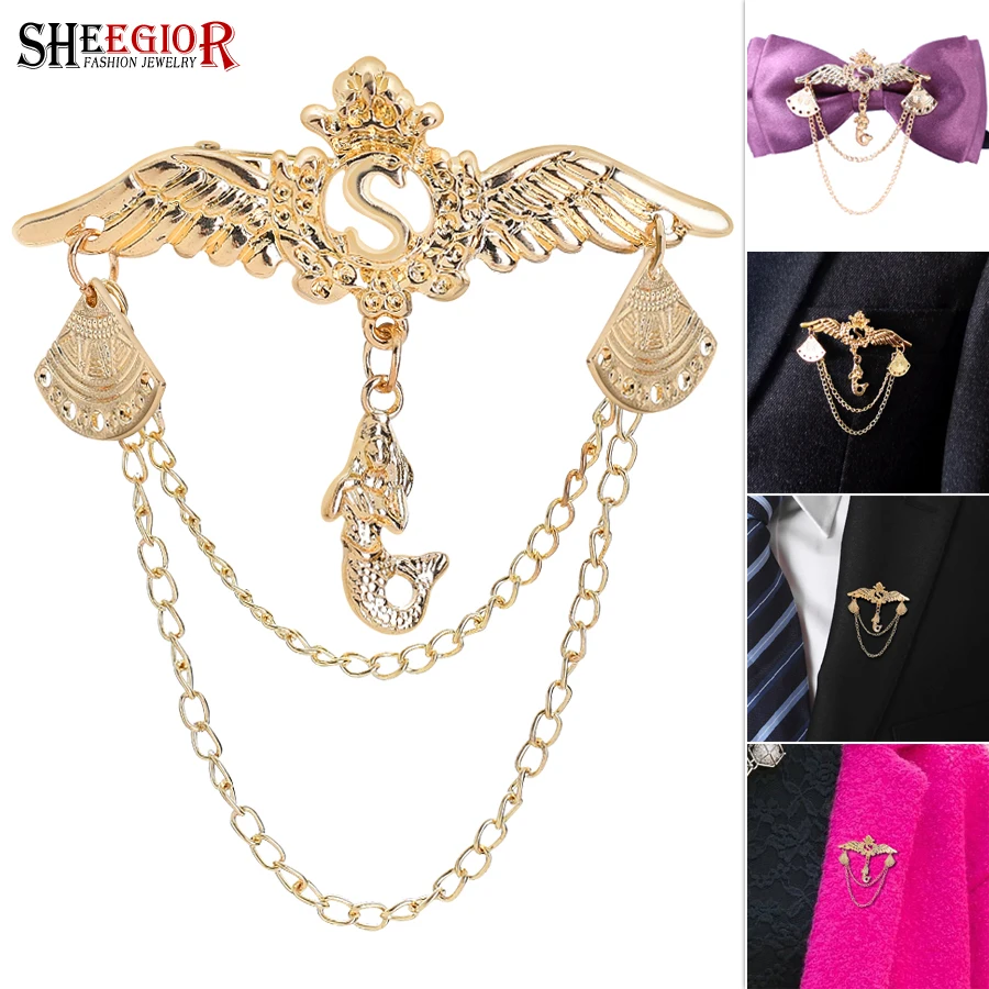 Lovely Angels Wings Spille Per Accessori Da Donna Nappe In Lega Di Ferro Corona Spilla A Sirena Spille Da Uomo Distintivo Ornamenti Di Moda Regalo